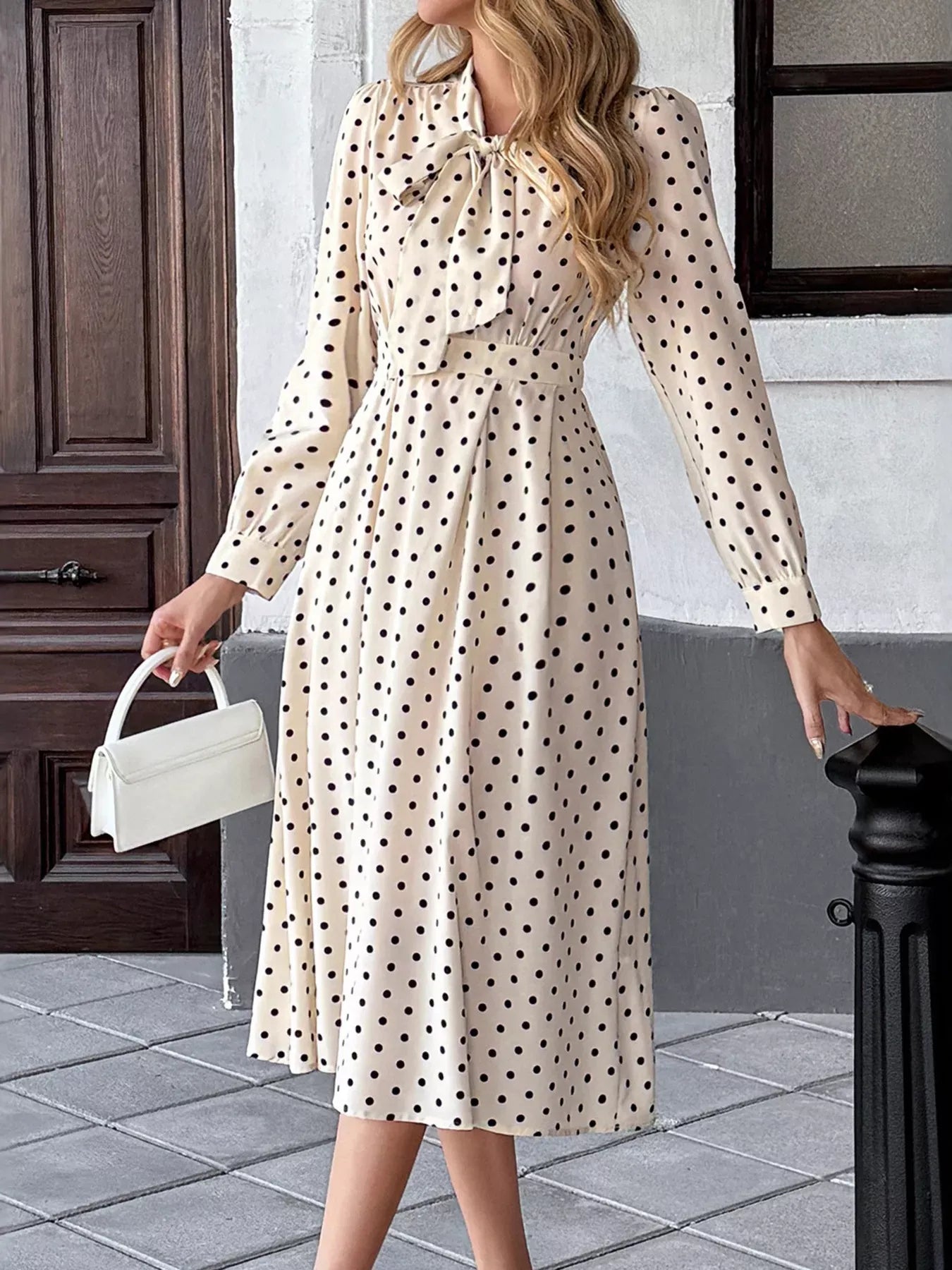 Tie Front Polka Dot Dress The Nichole Collection