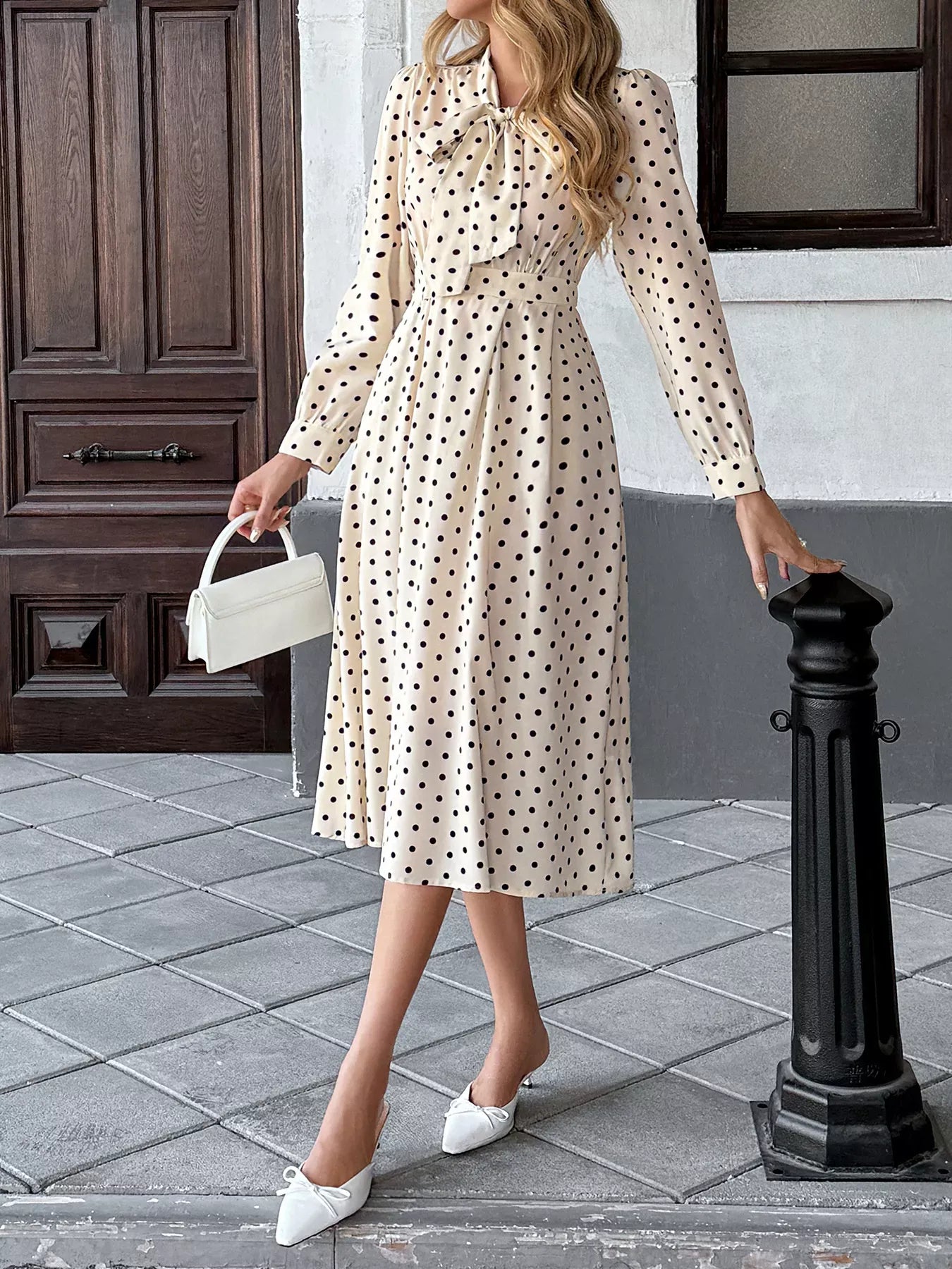 Tie Front Polka Dot Dress The Nichole Collection