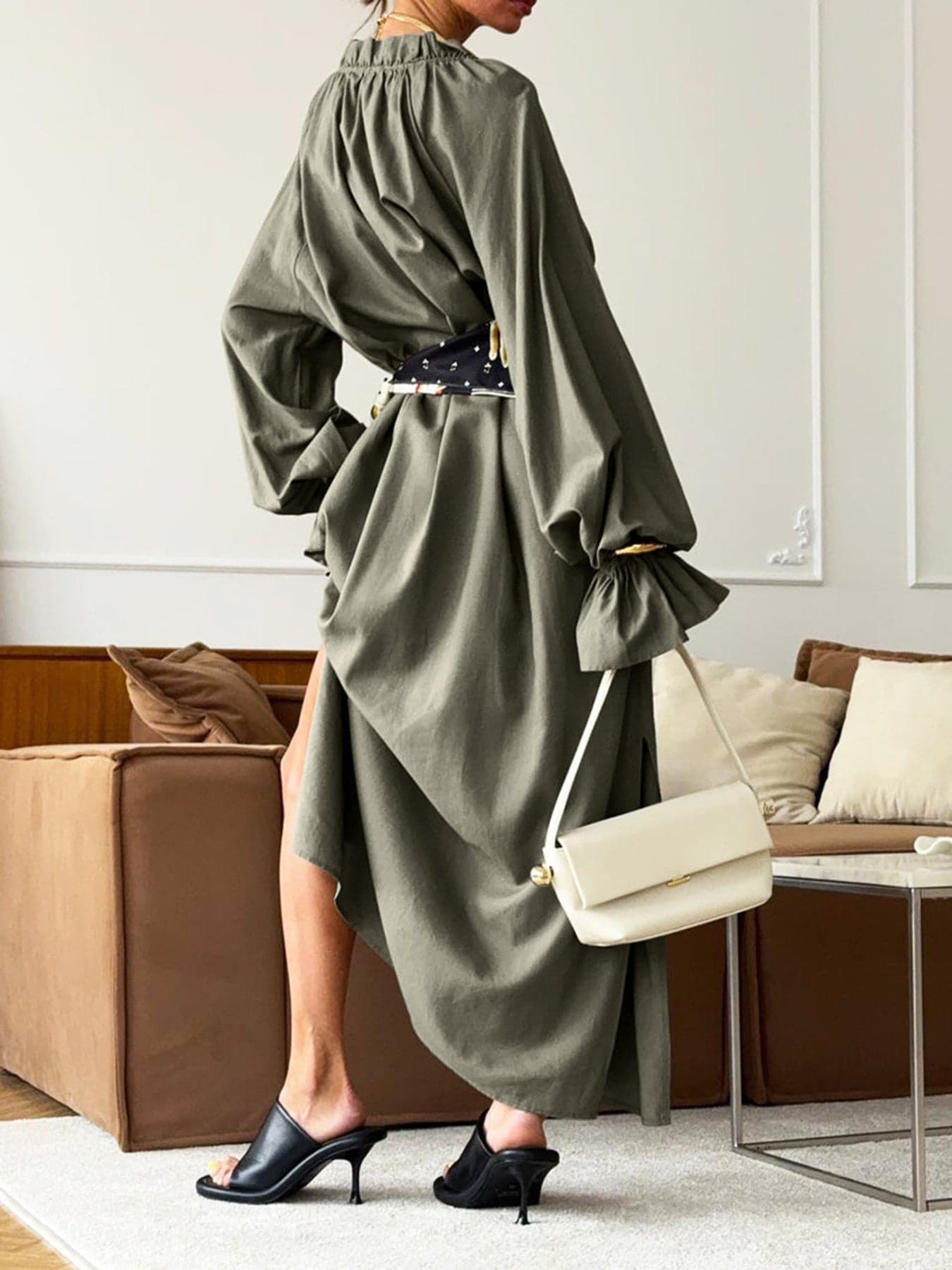 Tie Neck Flounce Sleeve Maxi Dress THE NICHOLE COLLECTION - Official Site