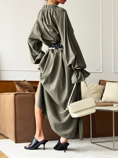 Tie Neck Flounce Sleeve Maxi Dress THE NICHOLE COLLECTION - Official Site