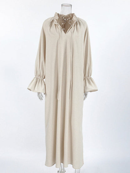 Tie Neck Flounce Sleeve Maxi Dress THE NICHOLE COLLECTION - Official Site