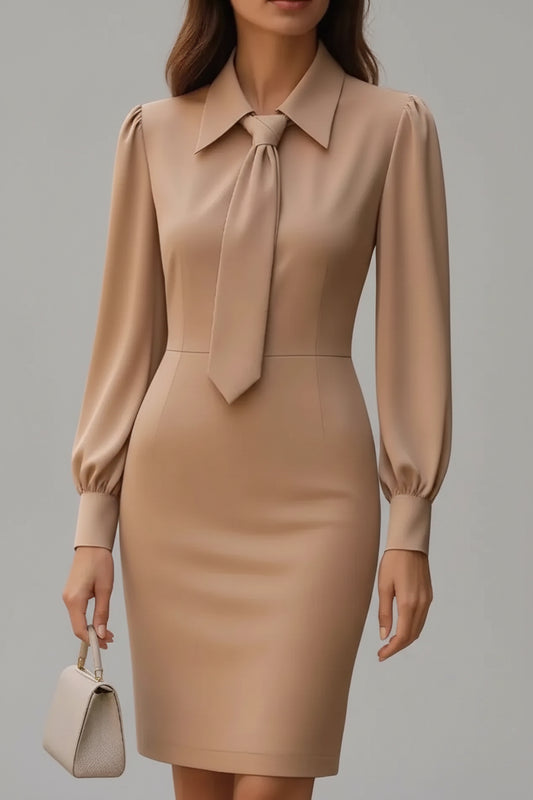 Tie-Neck Long Sleeve Dress THE NICHOLE COLLECTION - Official Site