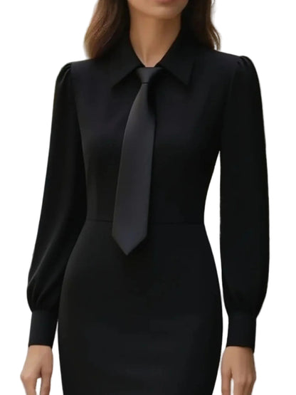 Tie-Neck Long Sleeve Dress THE NICHOLE COLLECTION - Official Site