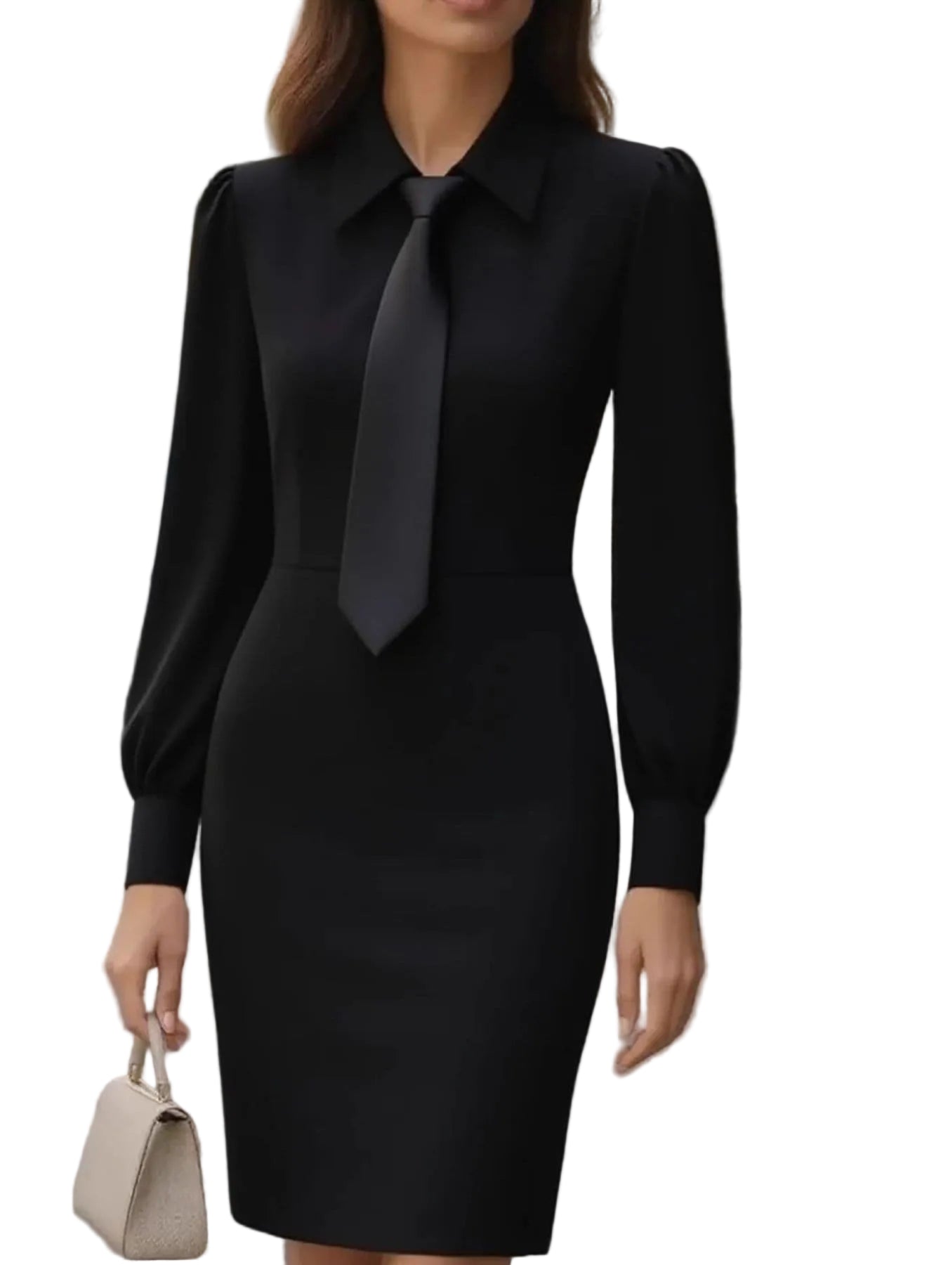 Tie-Neck Long Sleeve Dress THE NICHOLE COLLECTION - Official Site