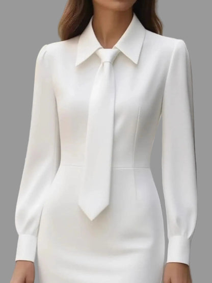 Tie-Neck Long Sleeve Dress THE NICHOLE COLLECTION - Official Site