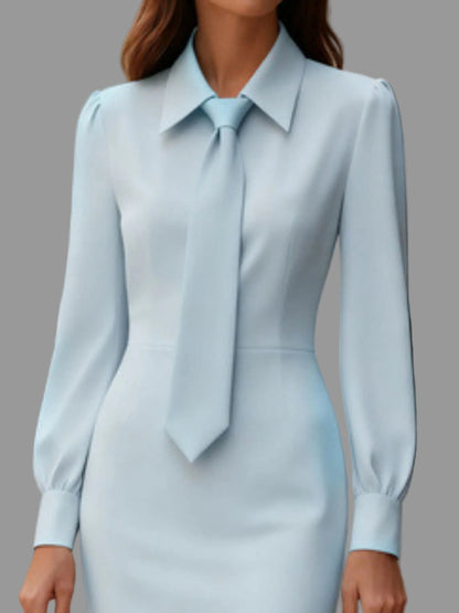 Tie-Neck Long Sleeve Dress THE NICHOLE COLLECTION - Official Site