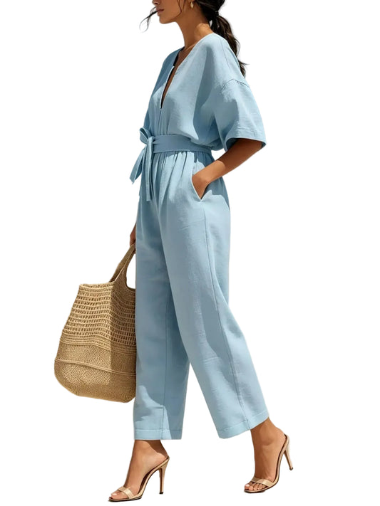 Tie-Waist Wide-Leg Jumpsuit The Nichole Collection