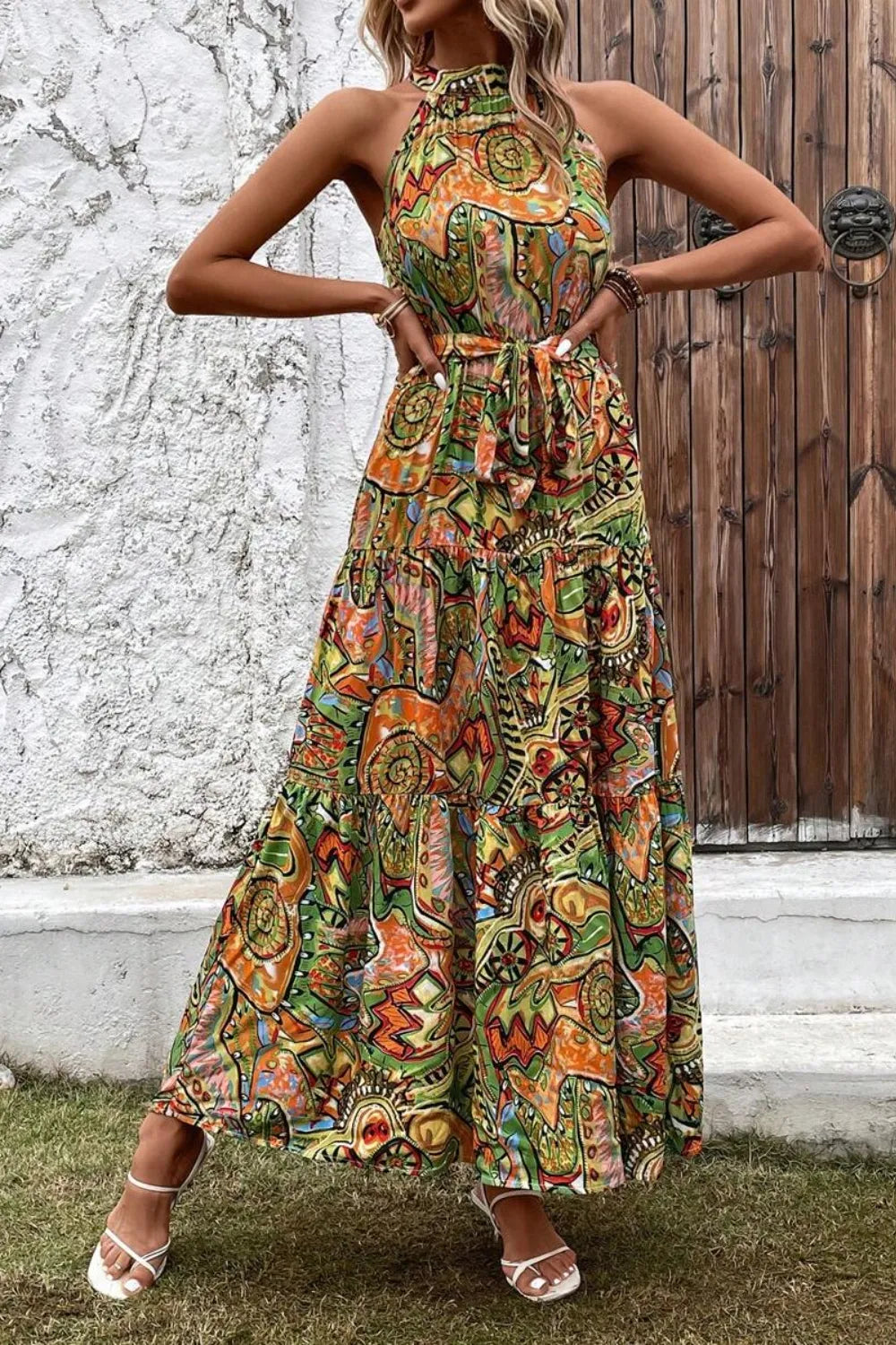 Tied Floral Sleeveless Dress Maxi Dresses The Nichole Collection - Official Site