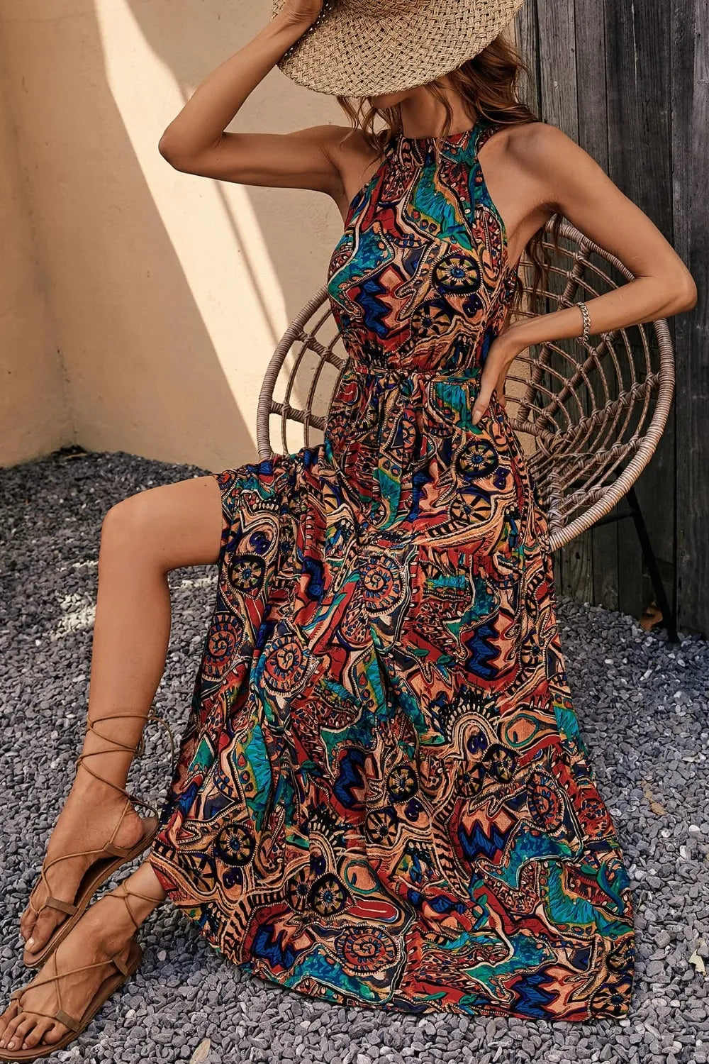 Tied Floral Sleeveless Dress Maxi Dresses The Nichole Collection - Official Site