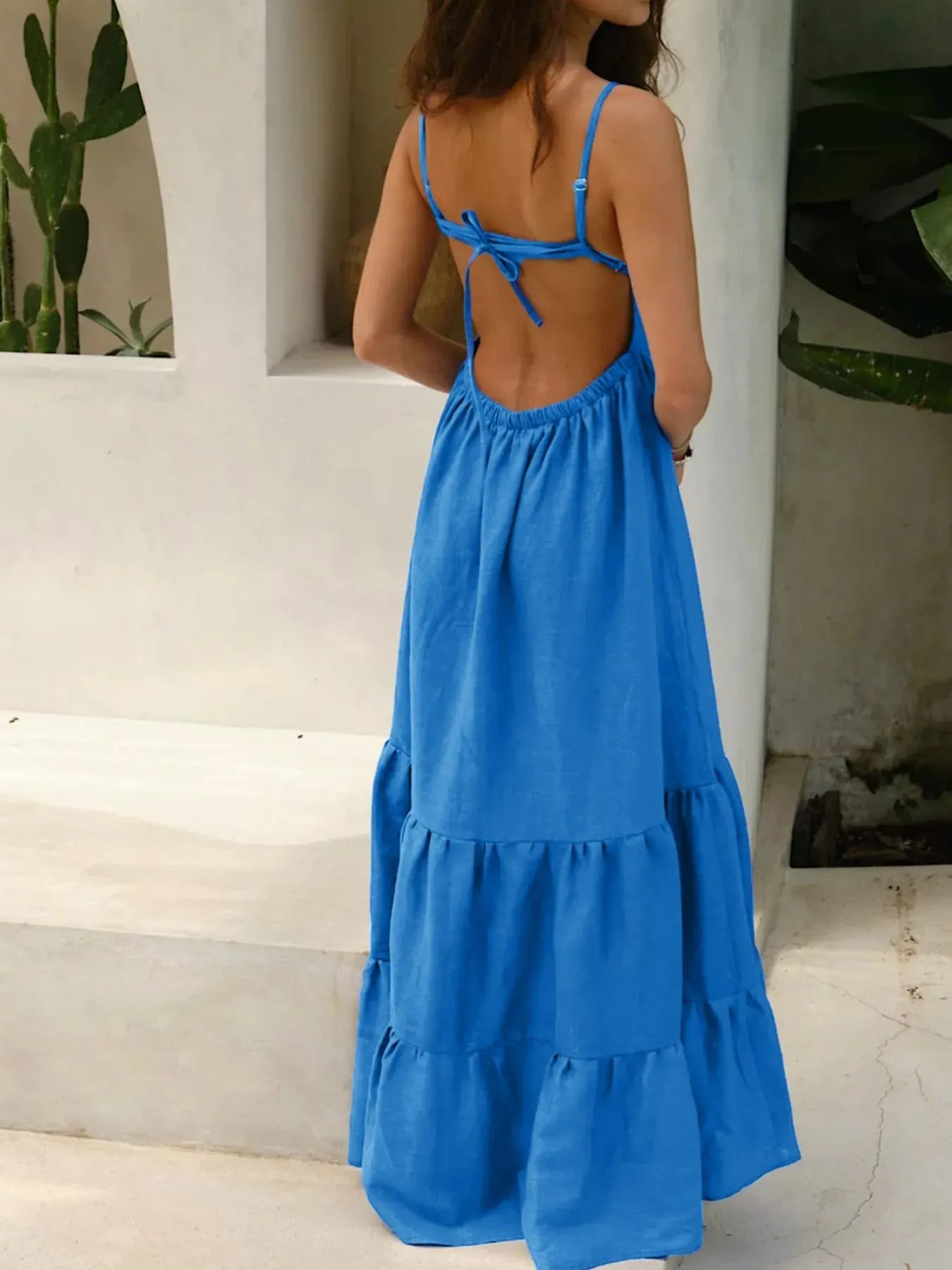 Tiered Maxi Cami Dress with Ruffled Hem The Nichole Collection