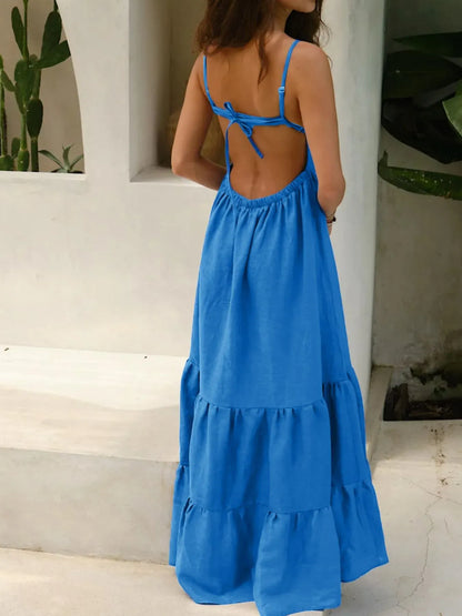 Tiered Maxi Cami Dress with Ruffled Hem The Nichole Collection