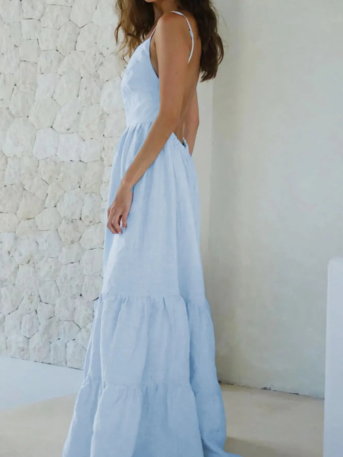 Tiered Maxi Cami Dress with Ruffled Hem The Nichole Collection
