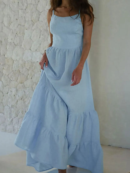 Tiered Maxi Cami Dress with Ruffled Hem The Nichole Collection