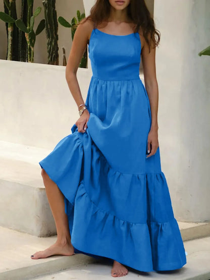 Tiered Maxi Cami Dress with Ruffled Hem The Nichole Collection
