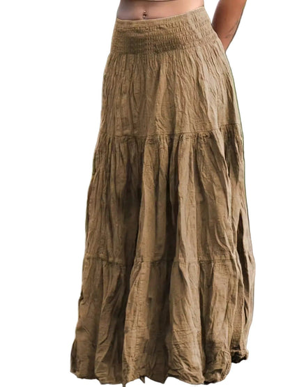 Tiered Maxi Skirt Khaki / S Skirts The Nichole Collection