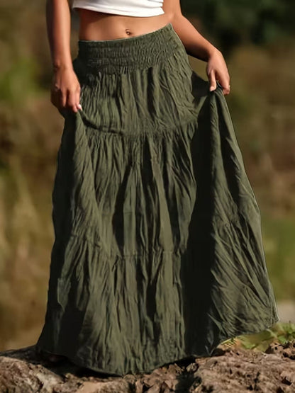Tiered Maxi Skirt Green / S Skirts The Nichole Collection