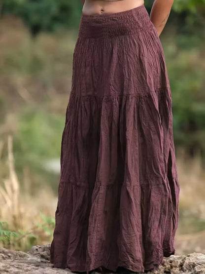 Tiered Maxi Skirt Burgundy / S Skirts The Nichole Collection