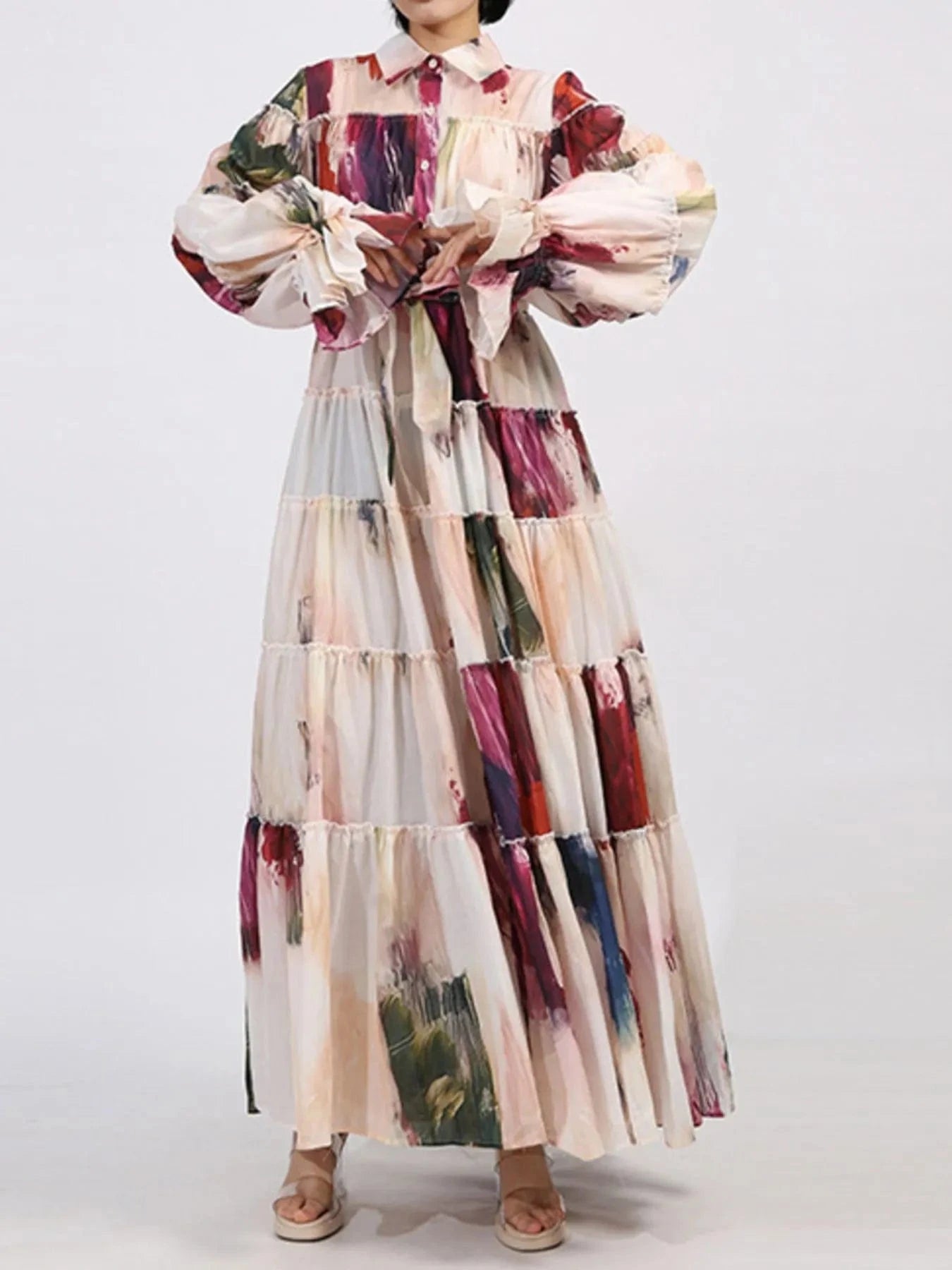 Tiered Tie Waist Maxi Dress Dresses The Nichole Collection