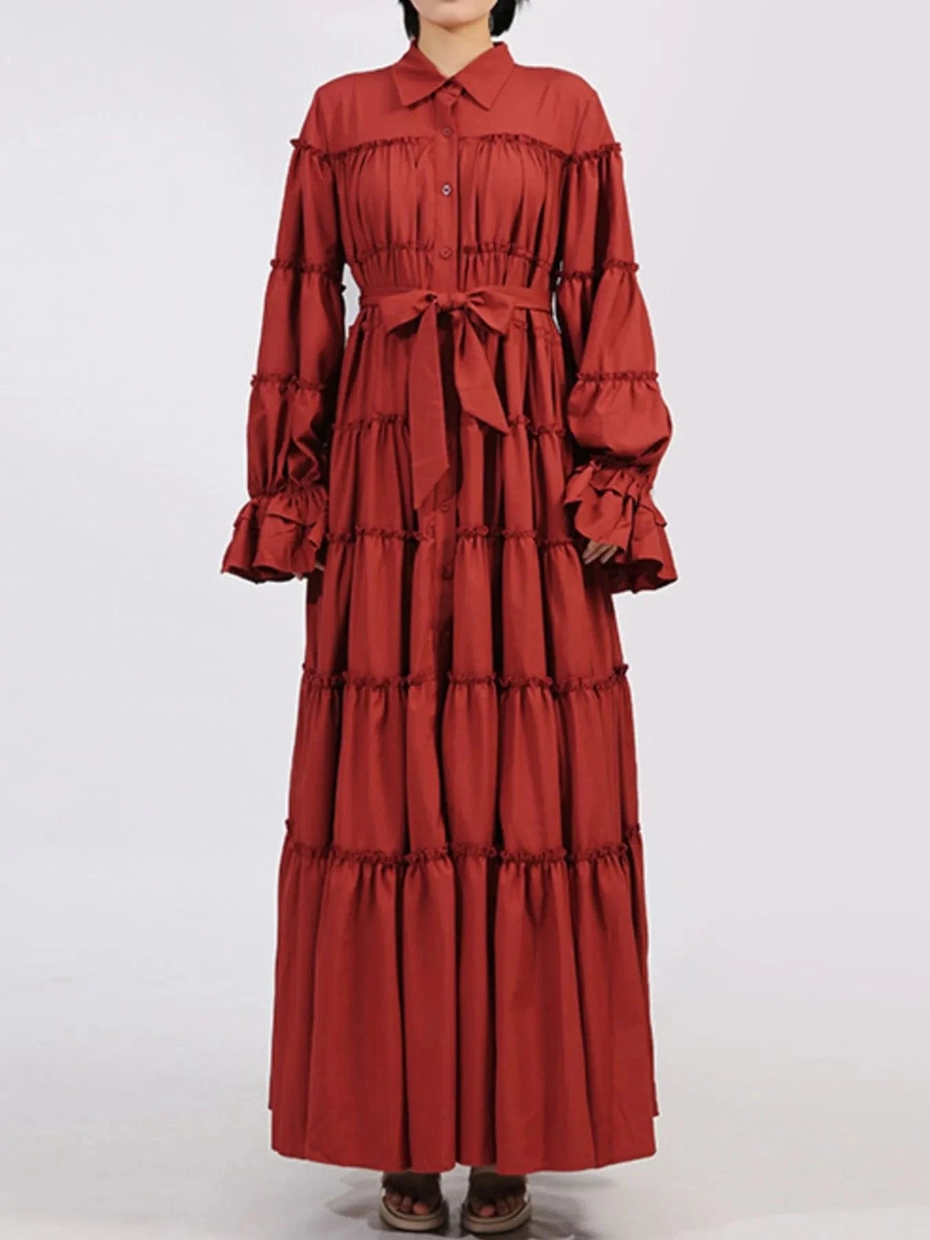 Tiered Tie Waist Maxi Dress Dresses The Nichole Collection