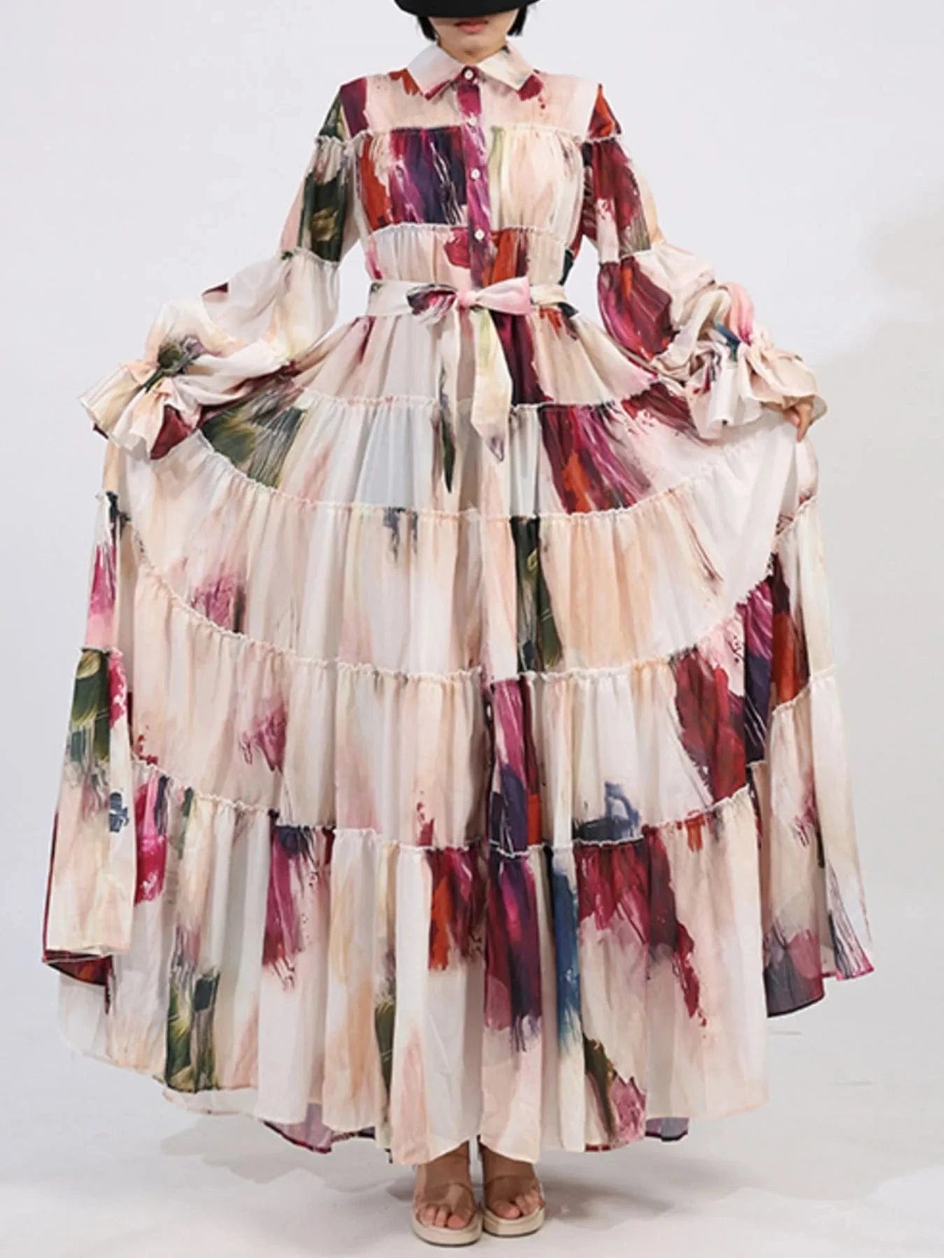 Tiered Tie Waist Maxi Dress Dresses The Nichole Collection