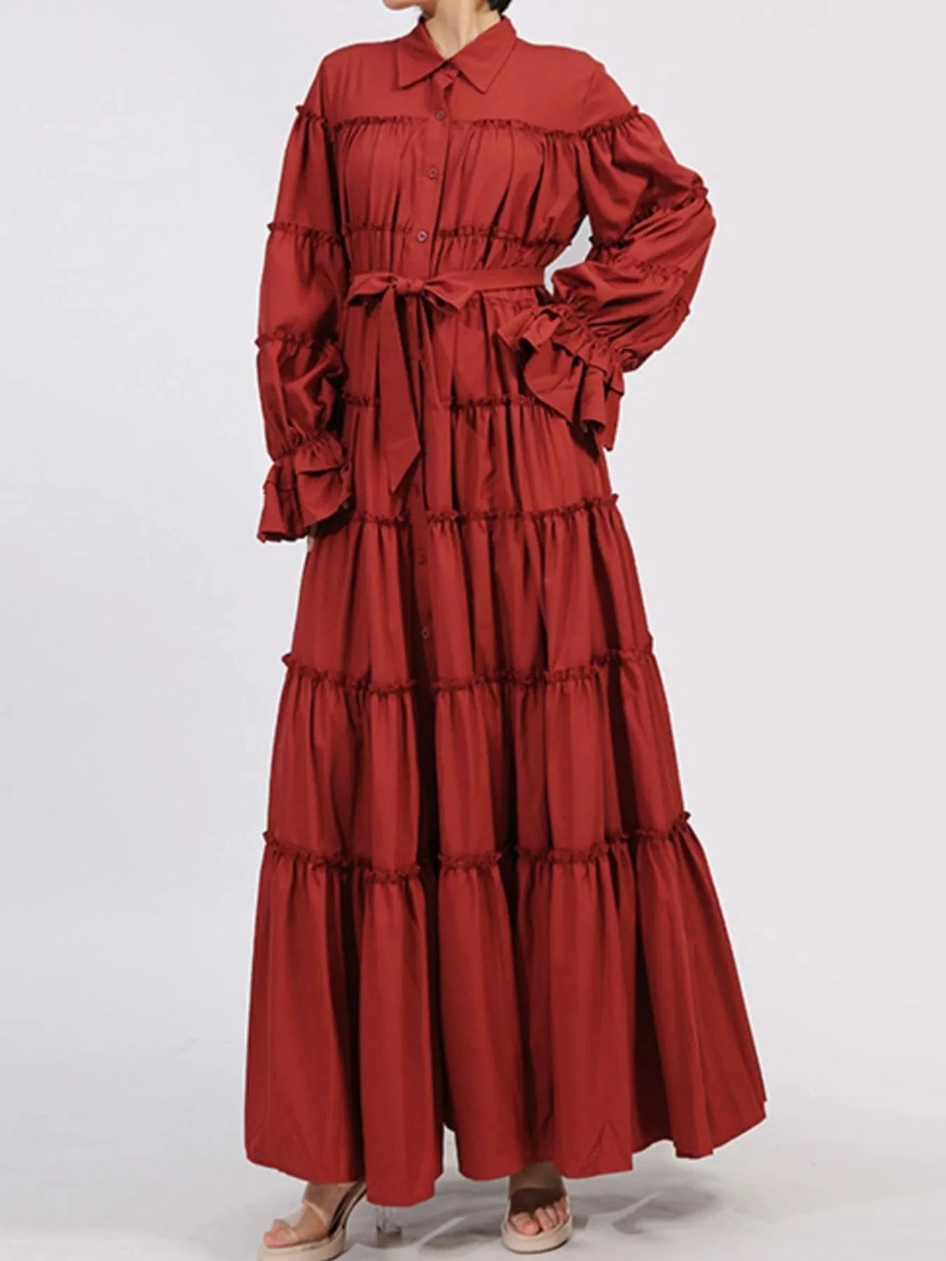 Tiered Tie Waist Maxi Dress Dresses The Nichole Collection