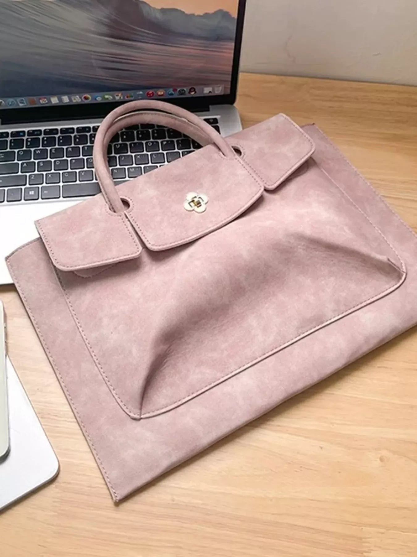 Top Handle Laptop Handbag Pink / One Size The Nichole Collection