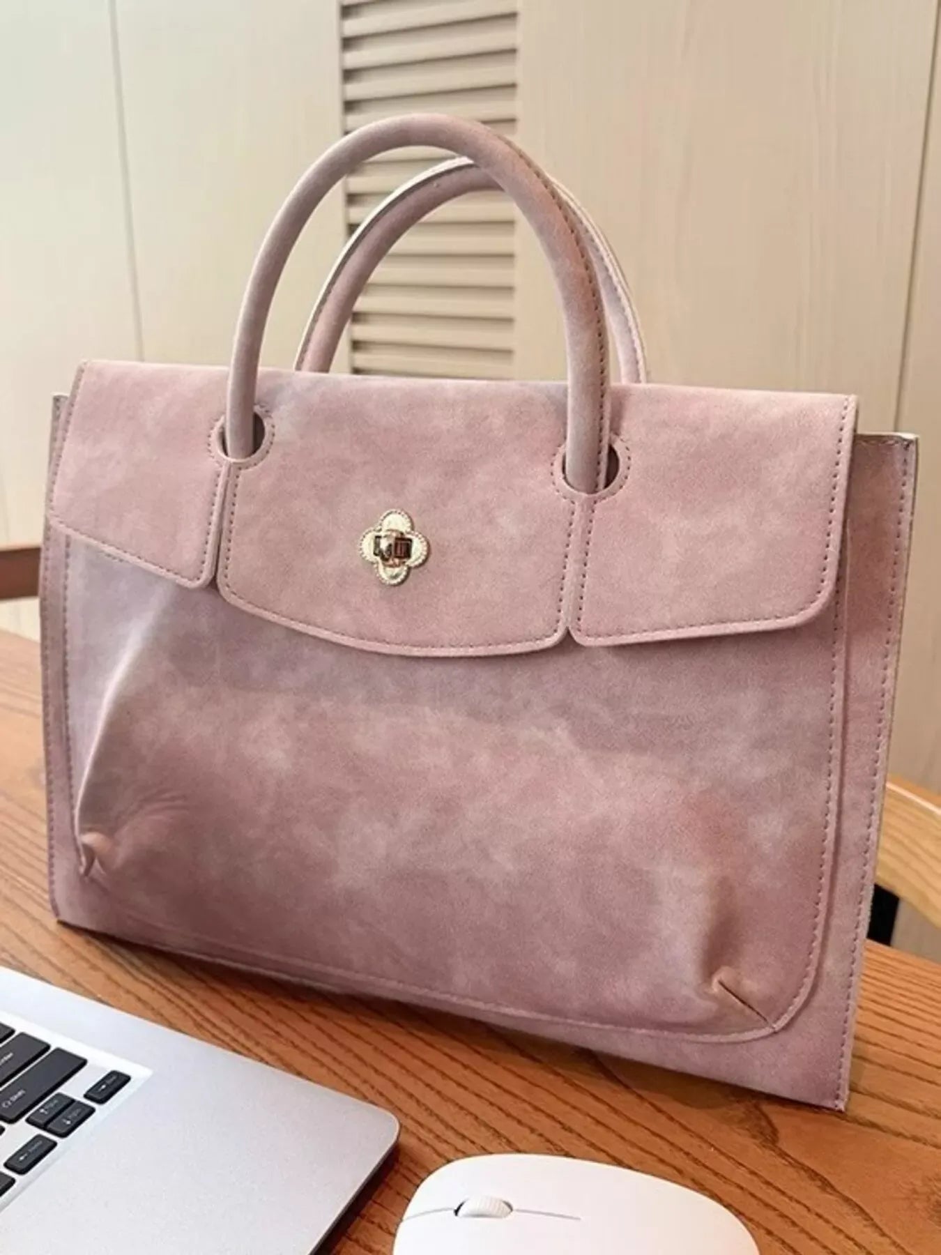 Top Handle Laptop Handbag Pink / One Size The Nichole Collection