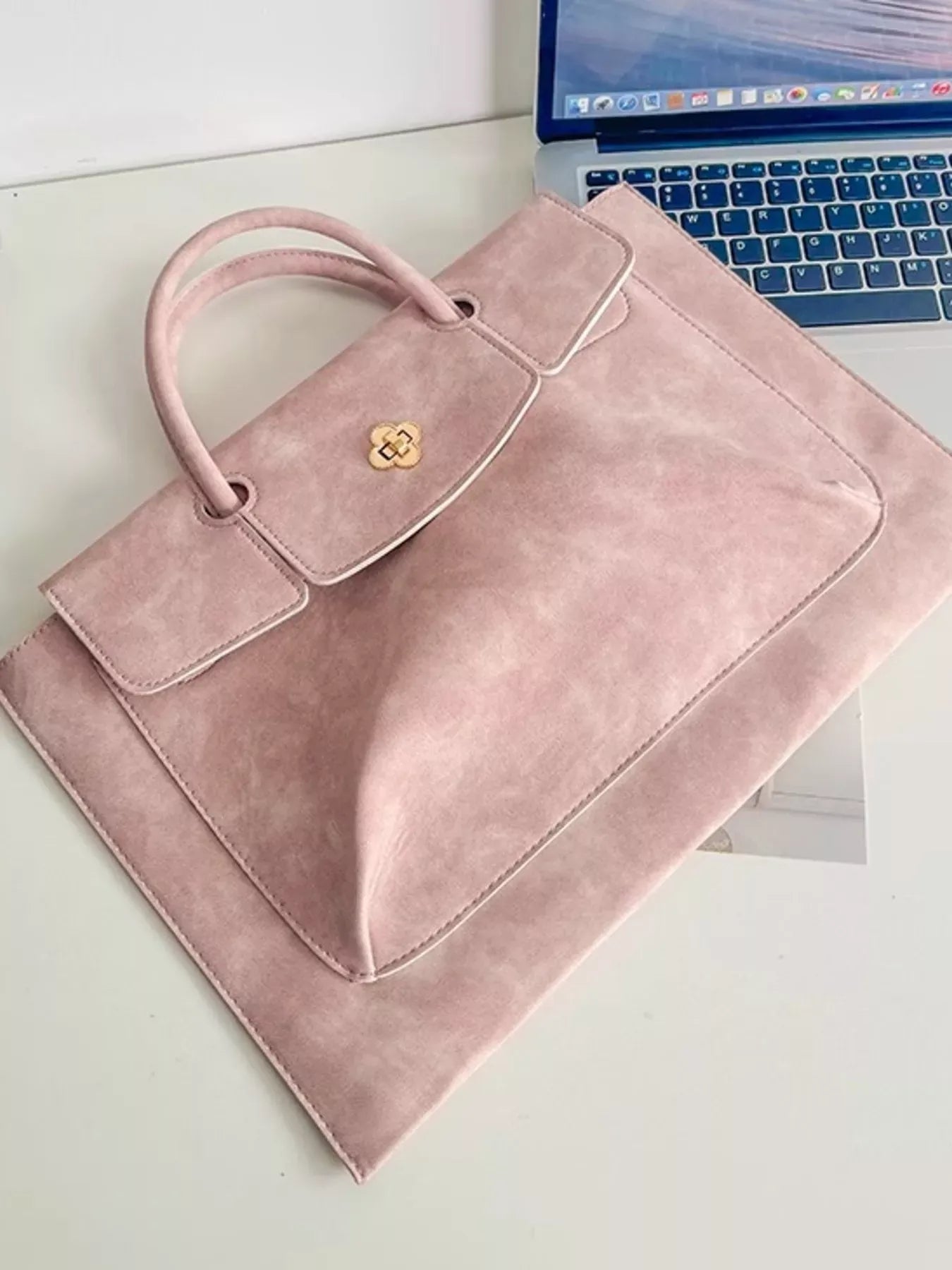 Top Handle Laptop Handbag Pink / One Size The Nichole Collection