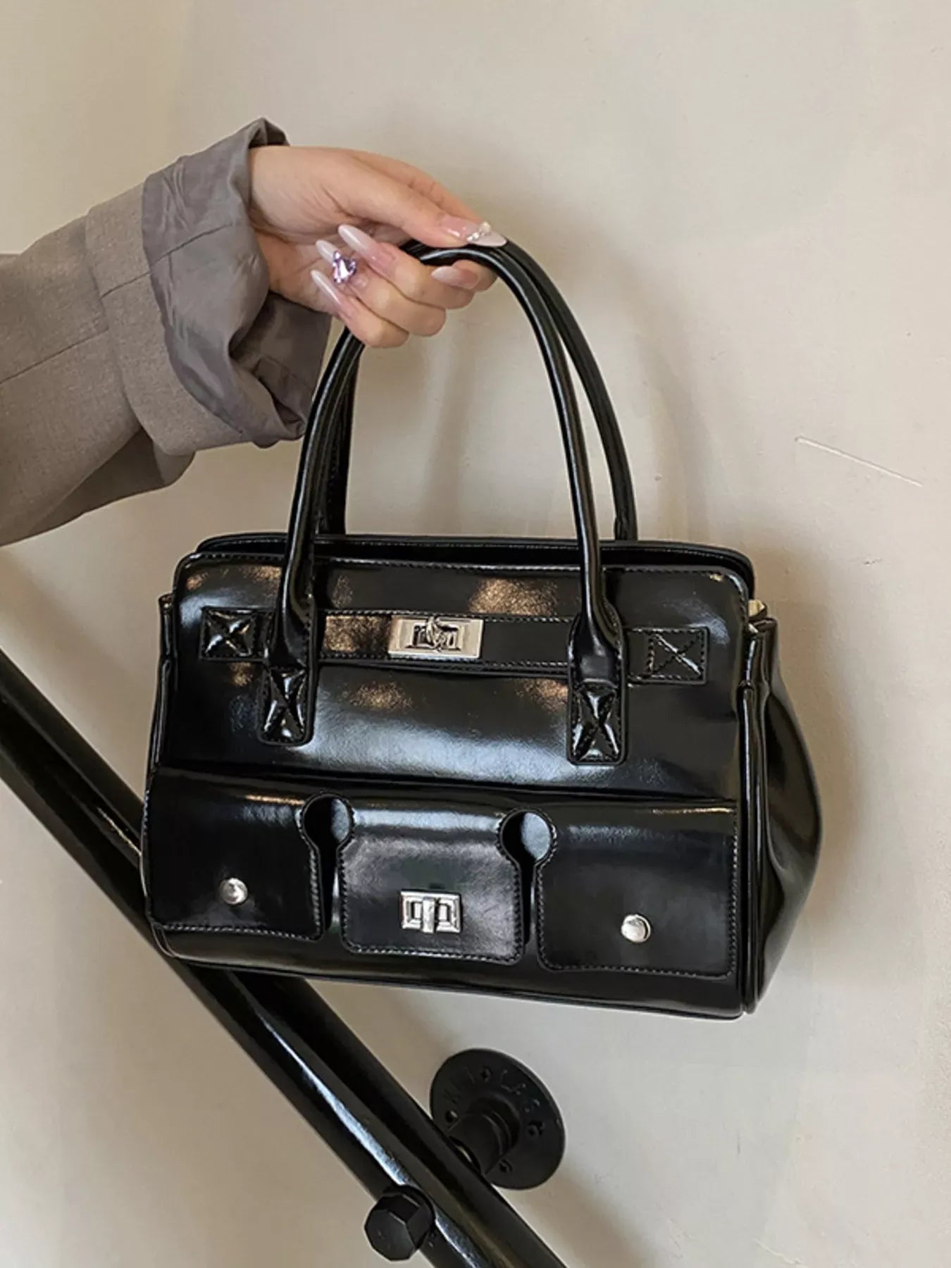 Top Handle Shoulder Bag Black / one size The Nichole Collection