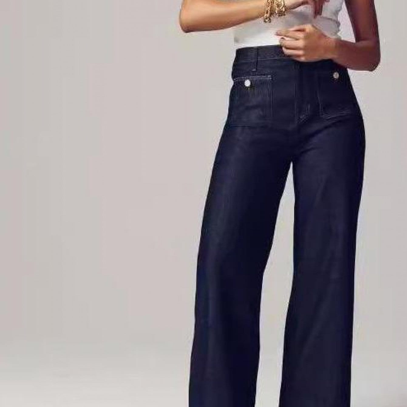 Tummy Control Sailor Wide Leg Trouser Dark Blue / S The Nichole Collection