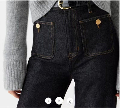 Tummy Control Sailor Wide Leg Trouser Black / S The Nichole Collection