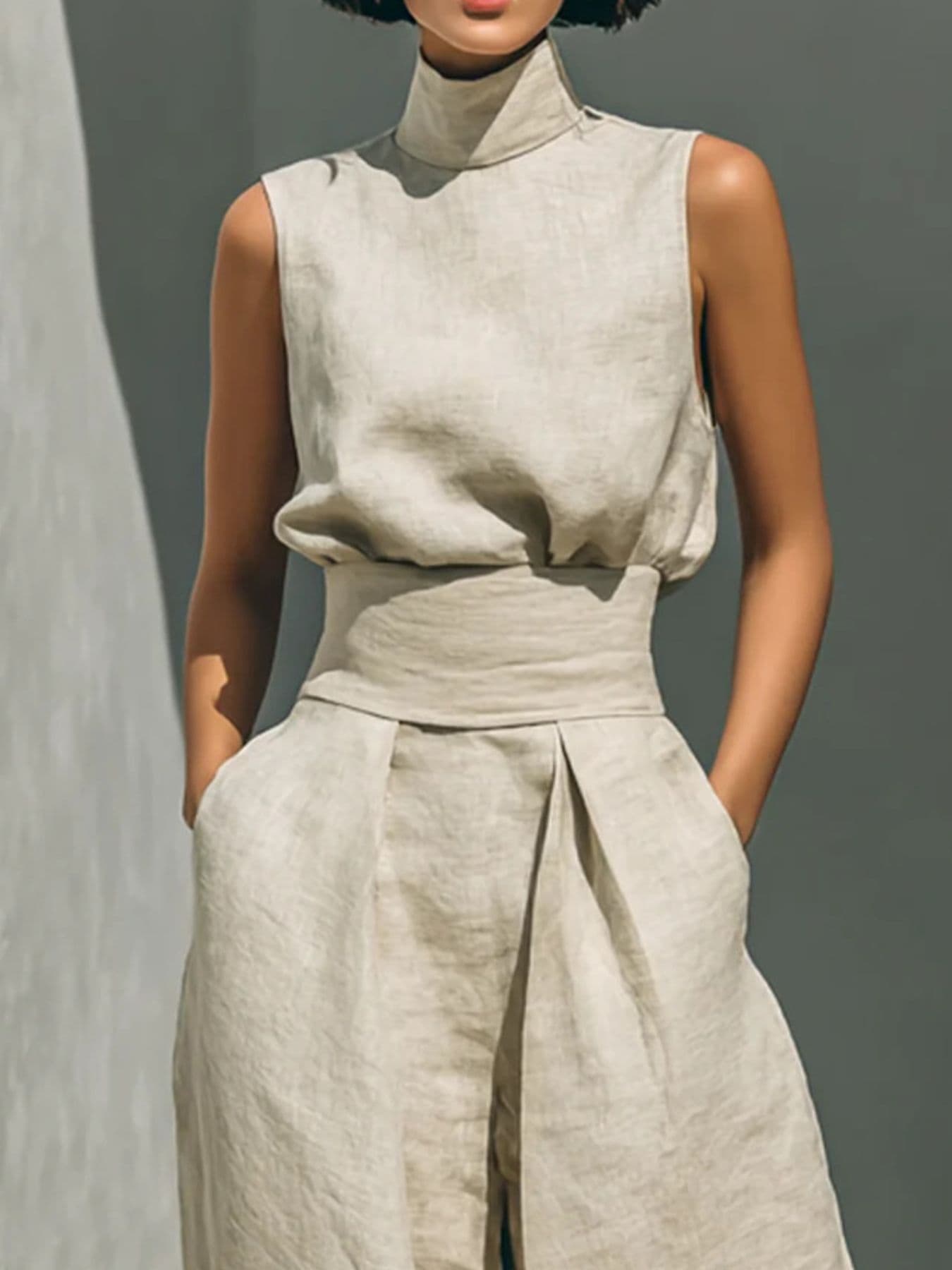 Turtleneck Sleeveless Top and Pants Set The Nichole Collection