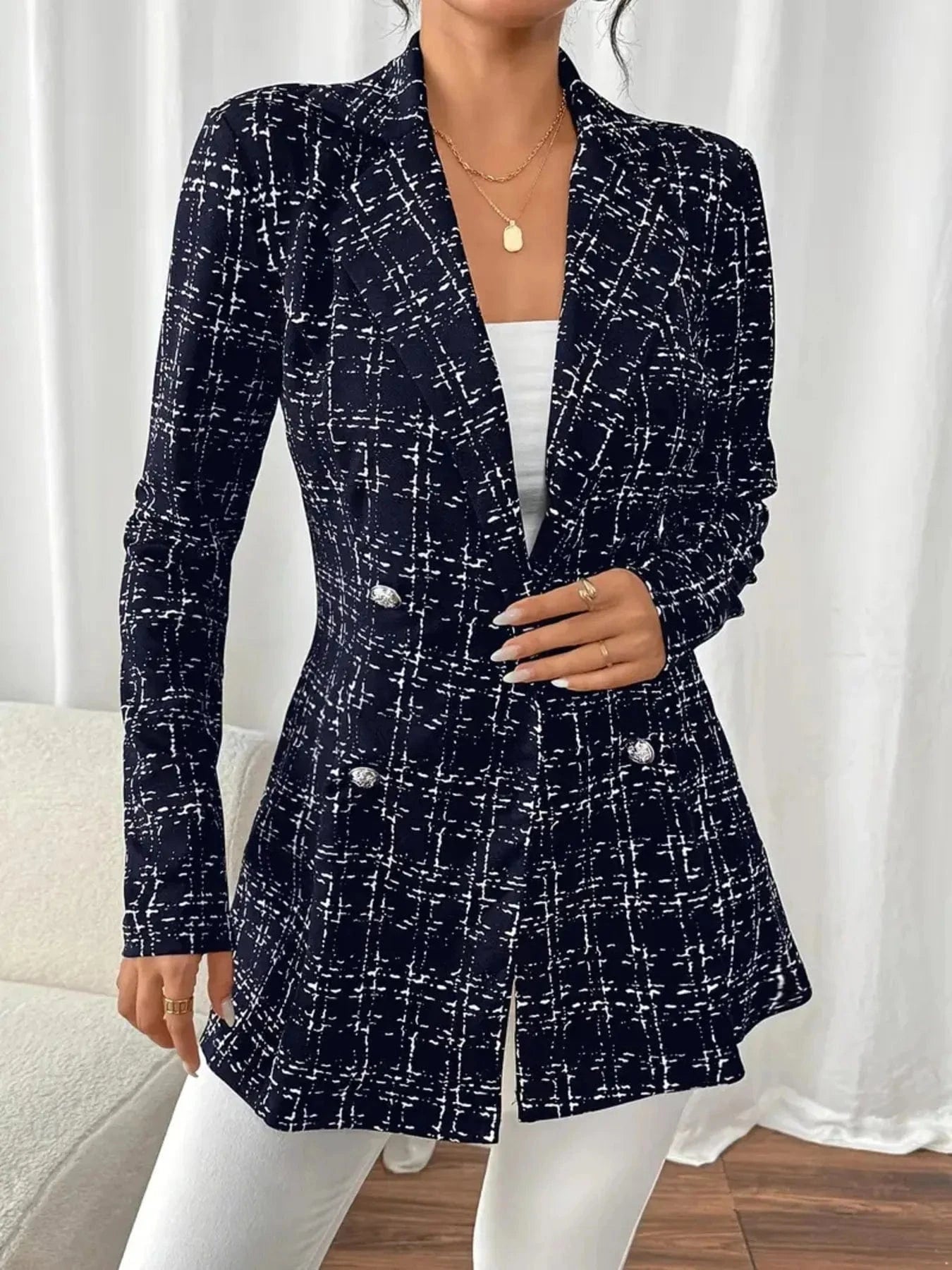 Tweed Double-Breasted Blazer Blazers The Nichole Collection