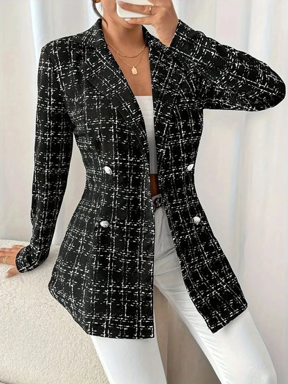 Tweed Double-Breasted Blazer Blazers Black / S The Nichole Collection