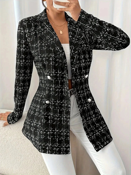 Tweed Double-Breasted Blazer Blazers Black / S The Nichole Collection