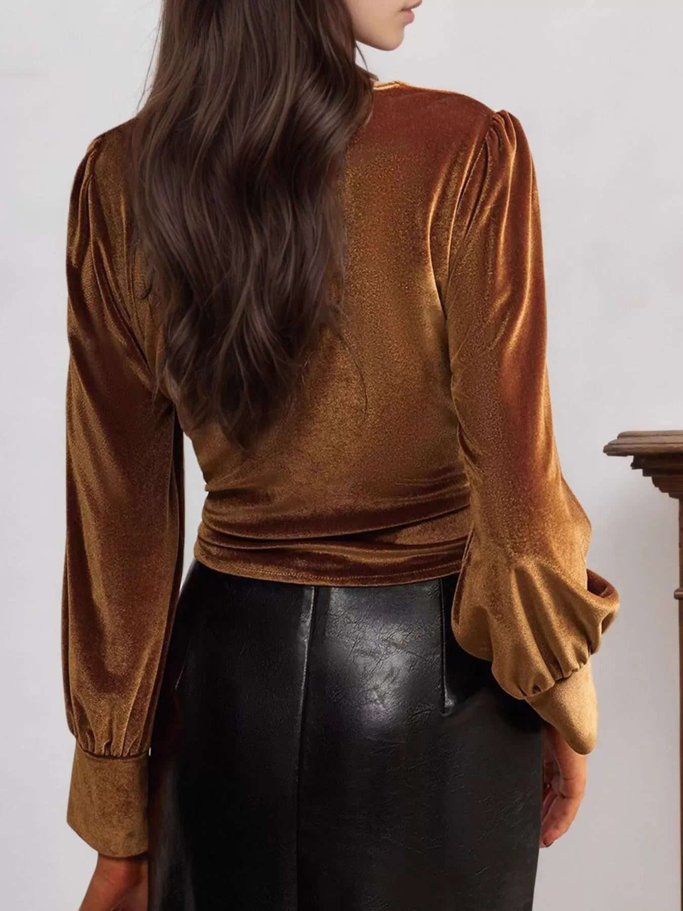 Twisted V-Neck Long Sleeve Blouse The Nichole Collection