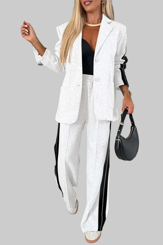 Two-Piece Classic Suit – Buttoned & Pocketed White / S The Nichole Collection