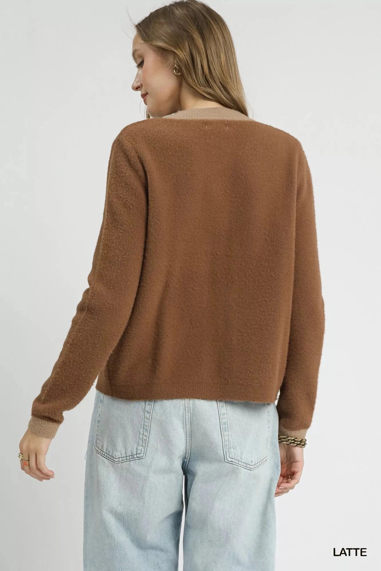 Two-Tone Button Front Cardigan The Nichole Collection