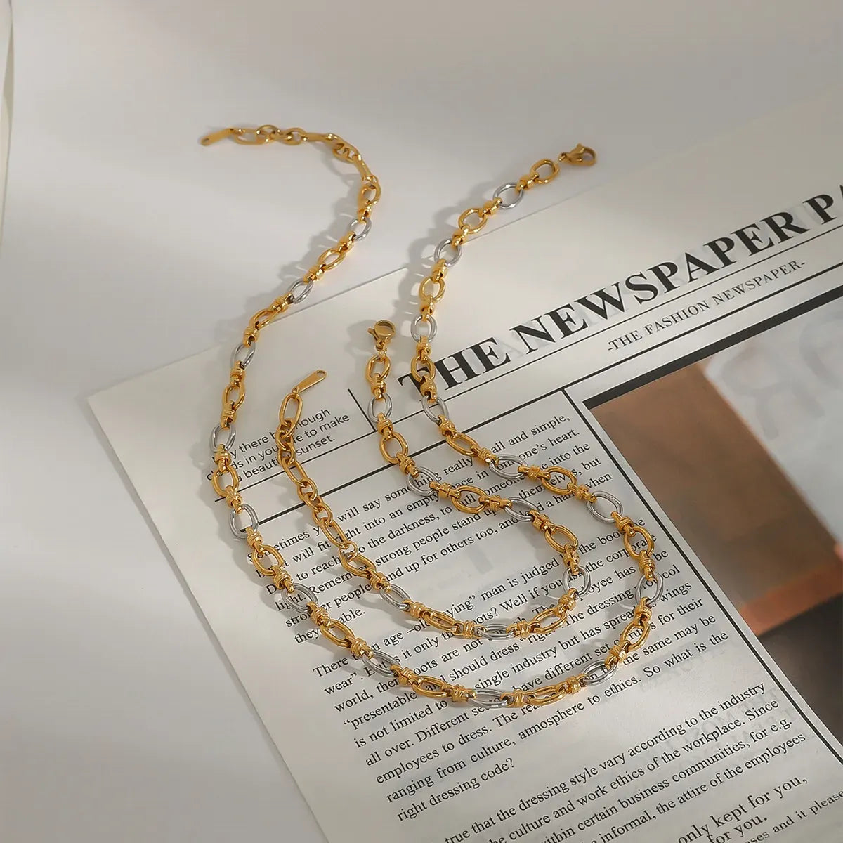 Two-Tone Chain Link Jewelry Set Gold / One Size The Nichole Collection