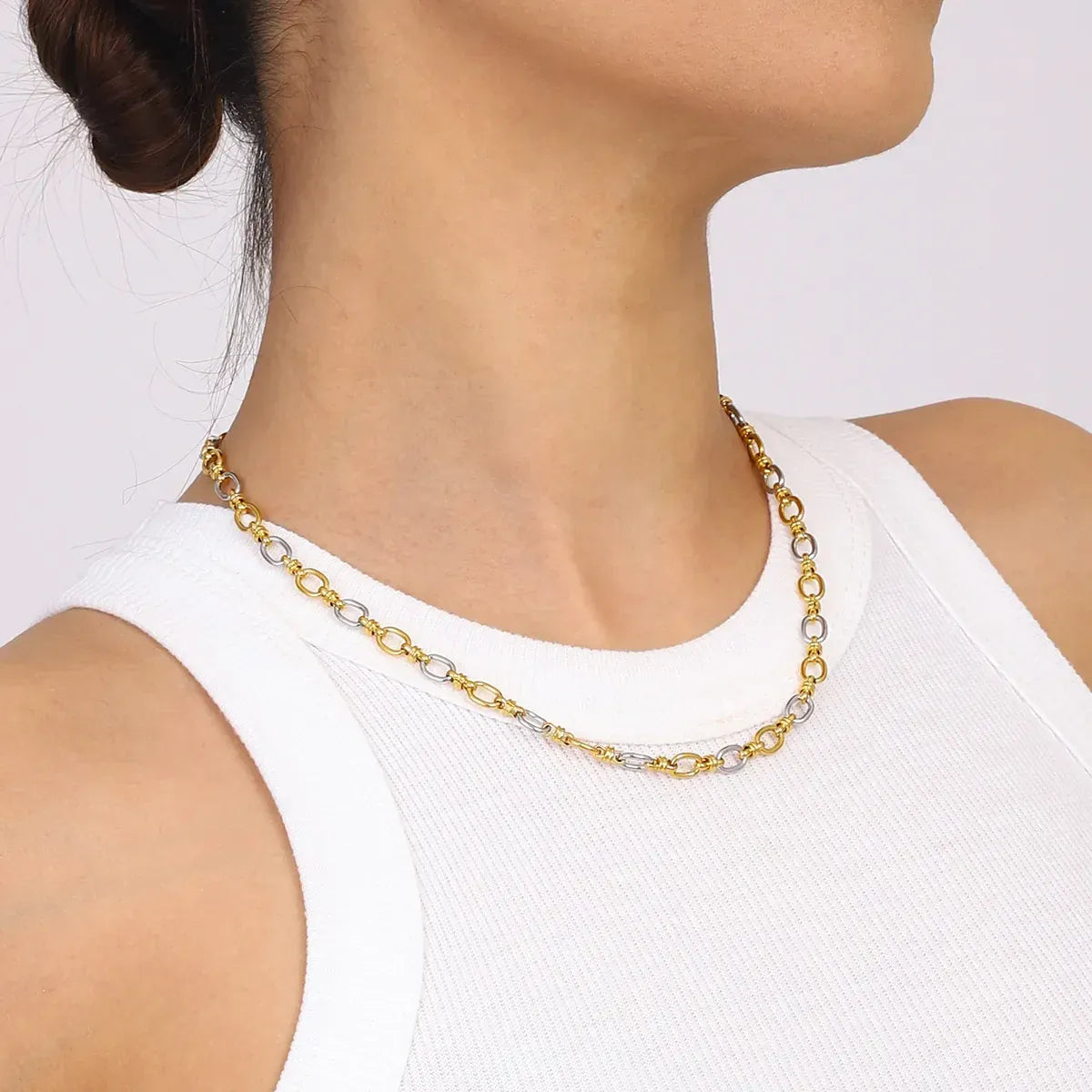 Two-Tone Chain Link Jewelry Set Gold / One Size The Nichole Collection
