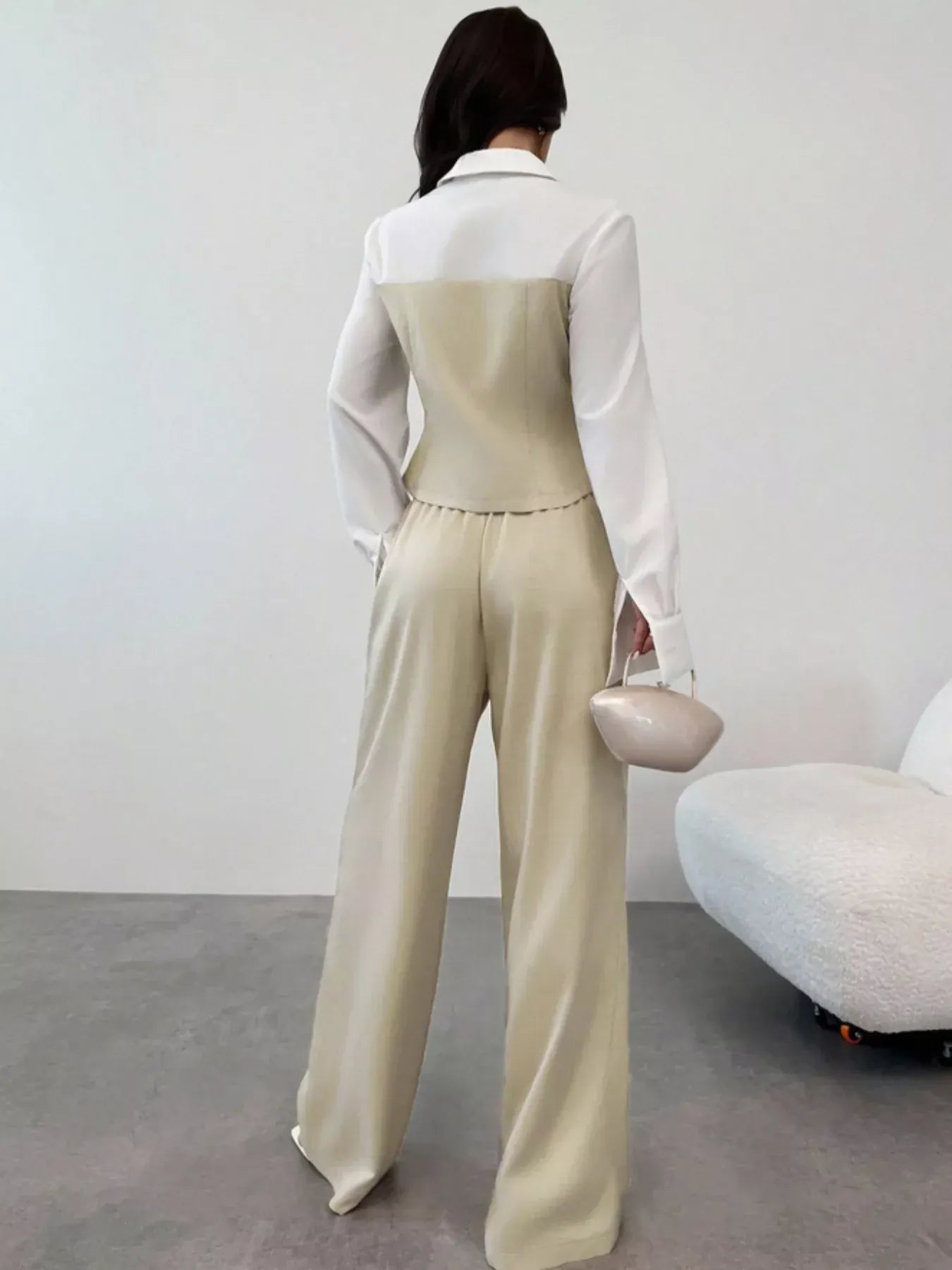 Two Tone Shirt and Wide Leg Pants Set Women's Sets The Nichole Collection