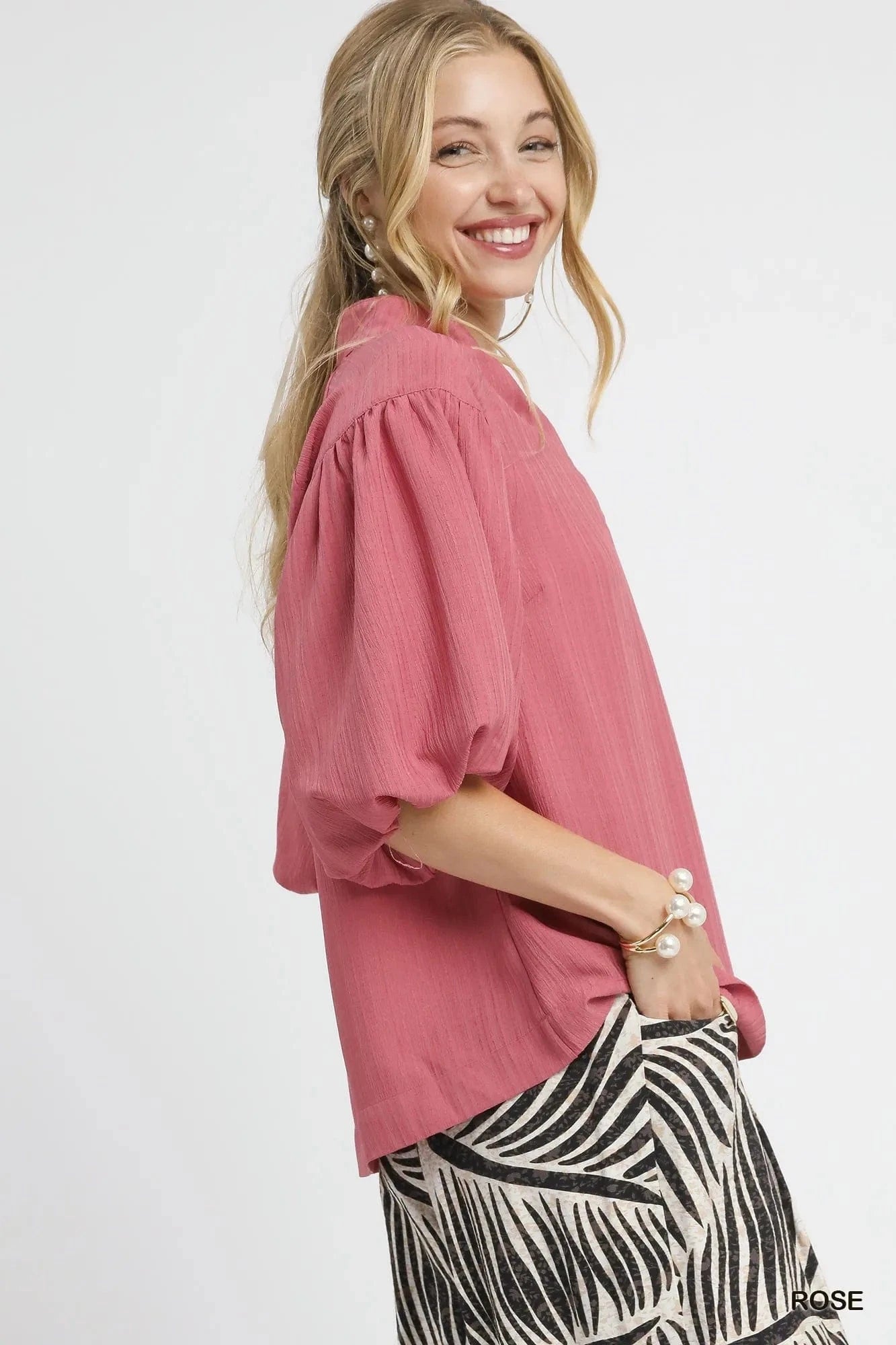 Umgee Textured Puff Sleeve Blouse The Nichole Collection