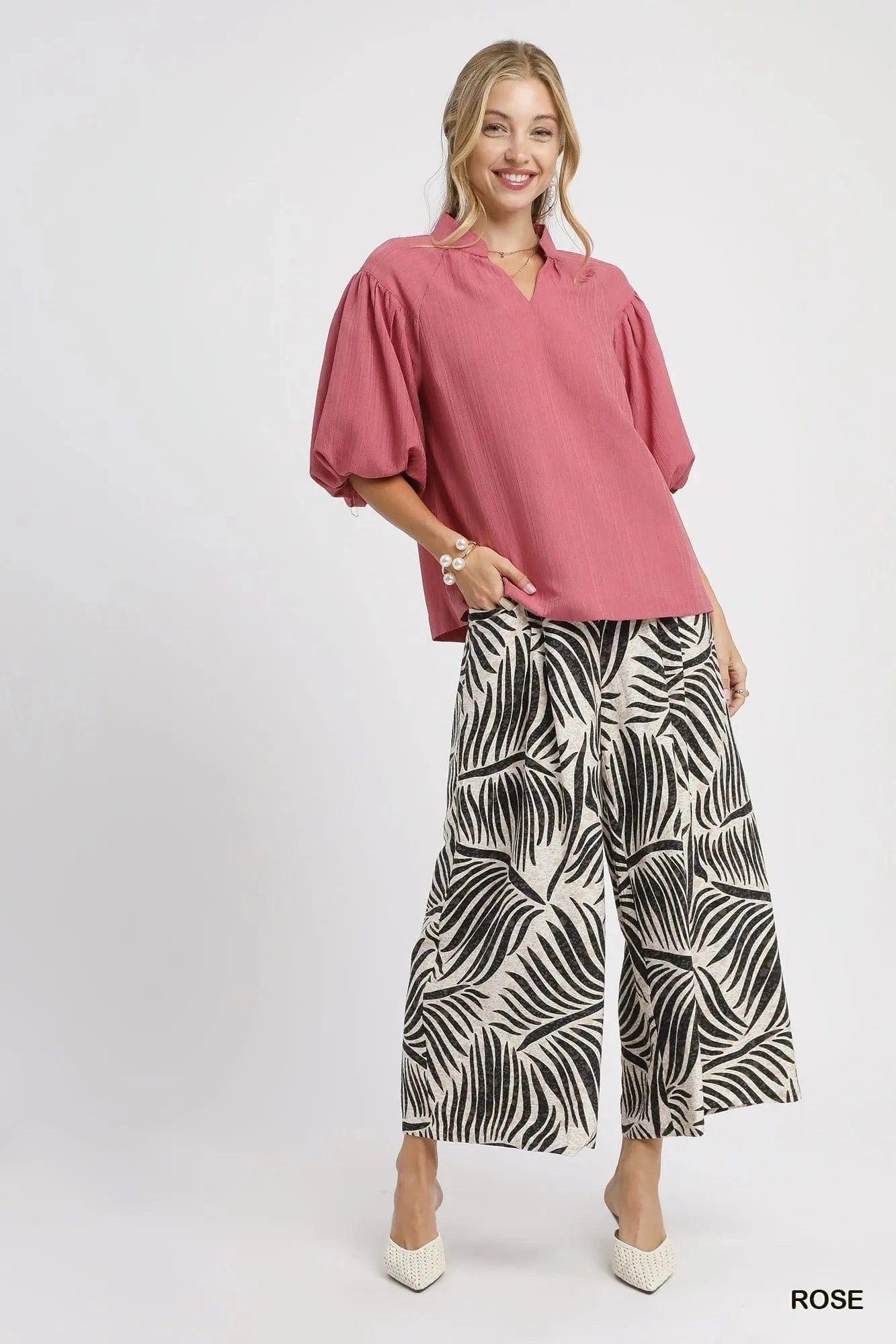 Umgee Textured Puff Sleeve Blouse The Nichole Collection