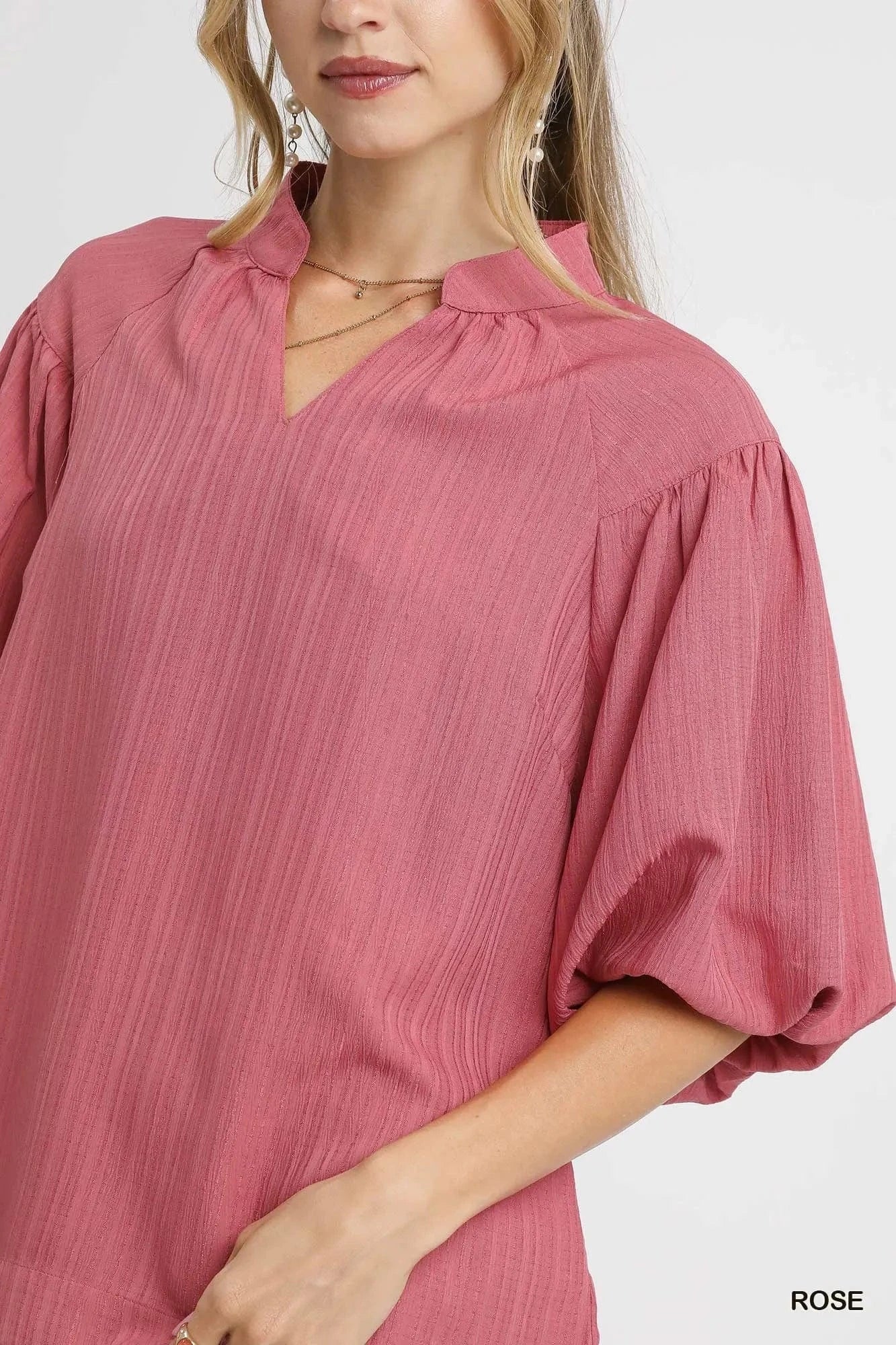 Umgee Textured Puff Sleeve Blouse The Nichole Collection