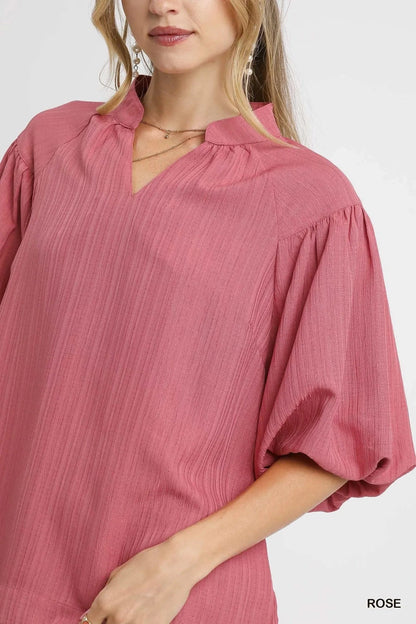 Umgee Textured Puff Sleeve Blouse The Nichole Collection