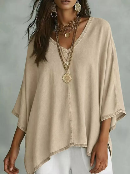 V-Neck Batwing Sleeve Premium Top Apricot / S The Nichole Collection