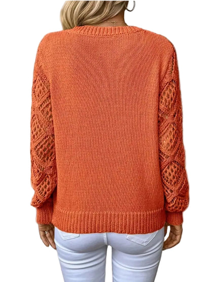 V-Neck Crochet Sleeve Sweater The Nichole Collection - Official Site