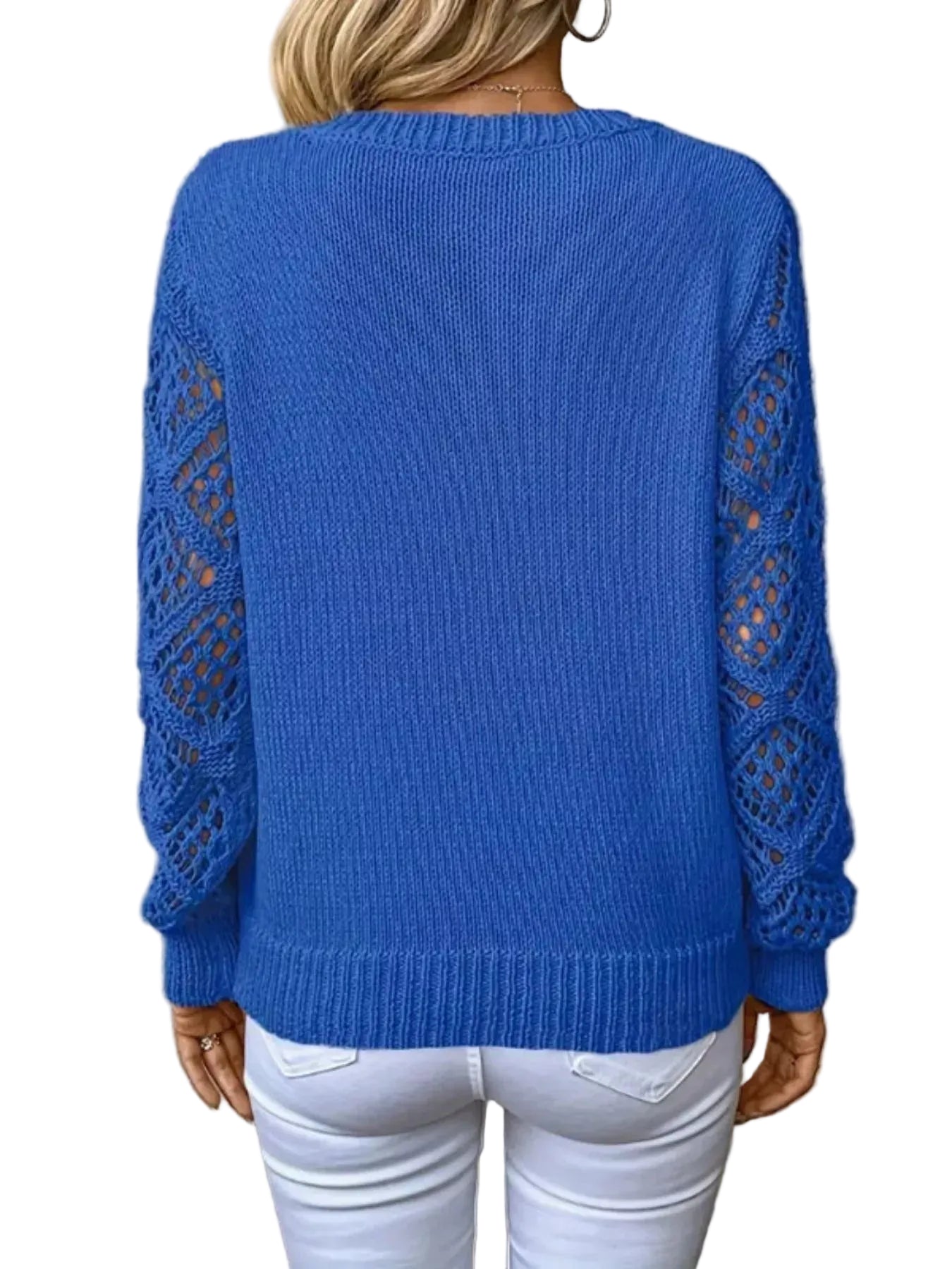 V-Neck Crochet Sleeve Sweater The Nichole Collection - Official Site