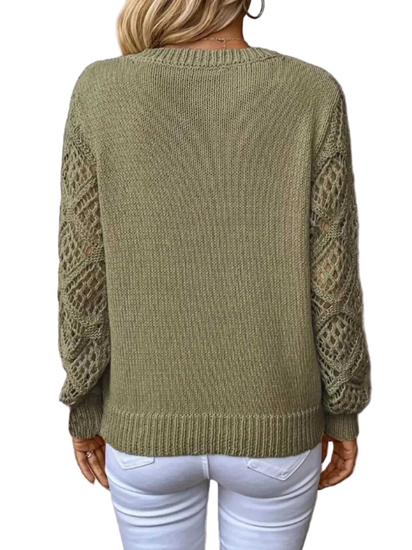 V-Neck Crochet Sleeve Sweater The Nichole Collection - Official Site