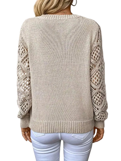 V-Neck Crochet Sleeve Sweater The Nichole Collection - Official Site